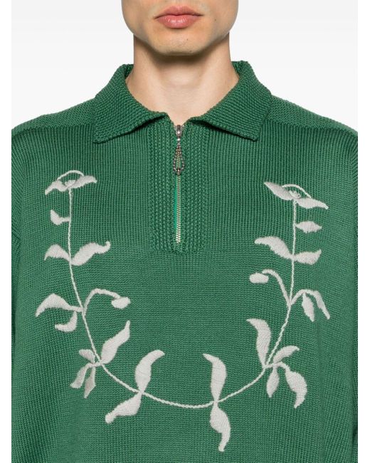 Bode Floret Polo-Pullover aus Wolle in Green für Herren
