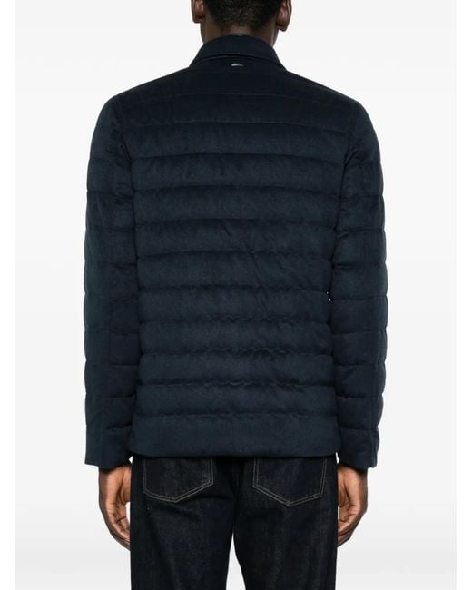 Herno Blue Zip-Up Collared Padded Jacket for men
