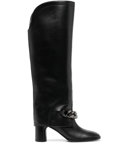 Casadei Black Varenne 100Mm Chain-Link Trim Boots