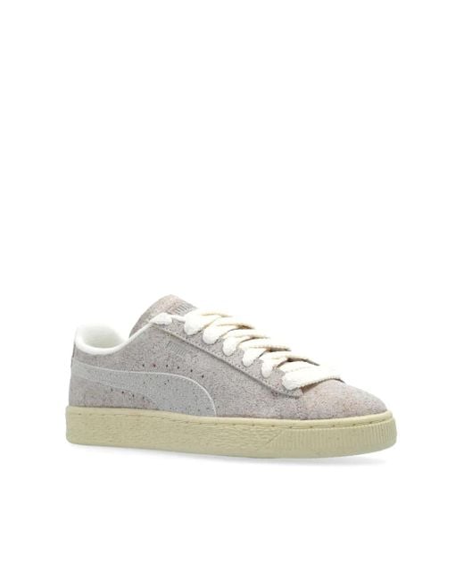 PUMA White R-Suede Sneakers
