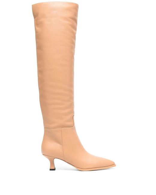 3Juin White Pointed-Toe Knee-High Boots