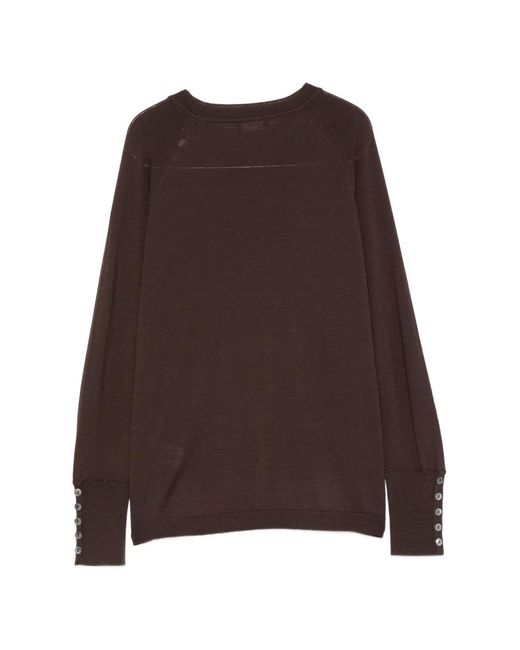 Alpha Studio Brown Button-Cuff Sweater