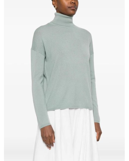 Allude Green Turtleneck Long-Sleeve Sweater