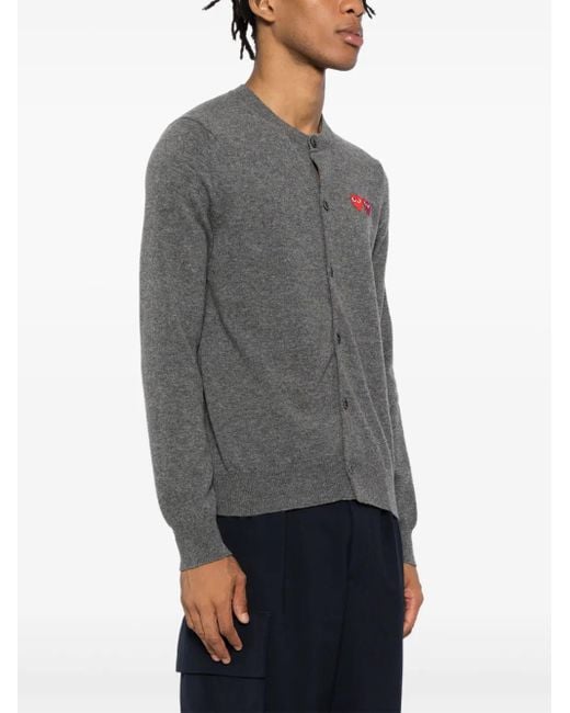 COMME DES GARÇONS PLAY Gray Heart-Patch Wool Cardigan