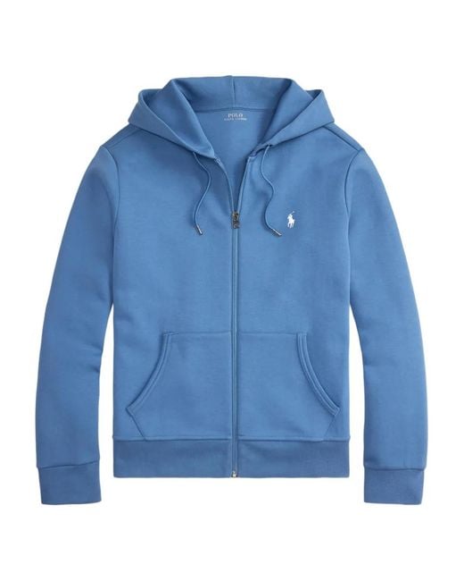 Polo Ralph Lauren Blue Full-Zip Logo-Embroidery Hoodie for men
