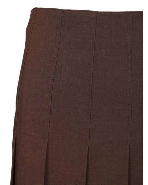 Al Duca D'aosta Brown Long Pleated Skirt