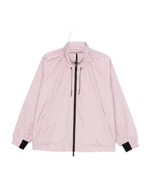 Moncler Pink Valencay Drawstring-Neck Puff-Sleeve Jacket