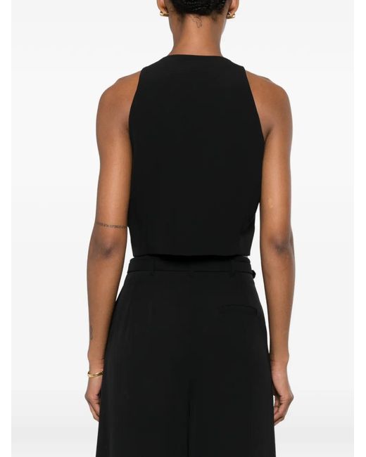 Imperial Black Floral-Appliqué Cropped Top