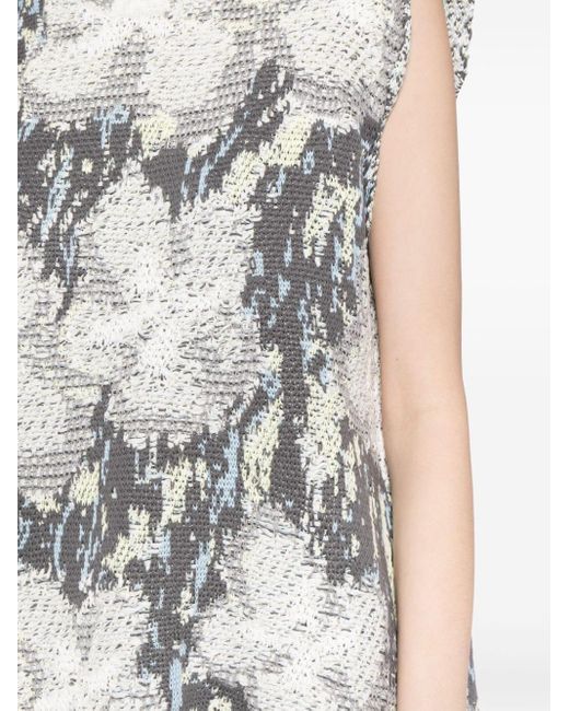 JNBY Gray Floral Intarsia-knit Vest Top