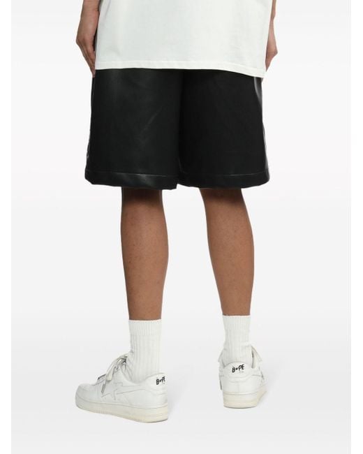 Izzue Gray Faux-leather Wide-leg Shorts for men