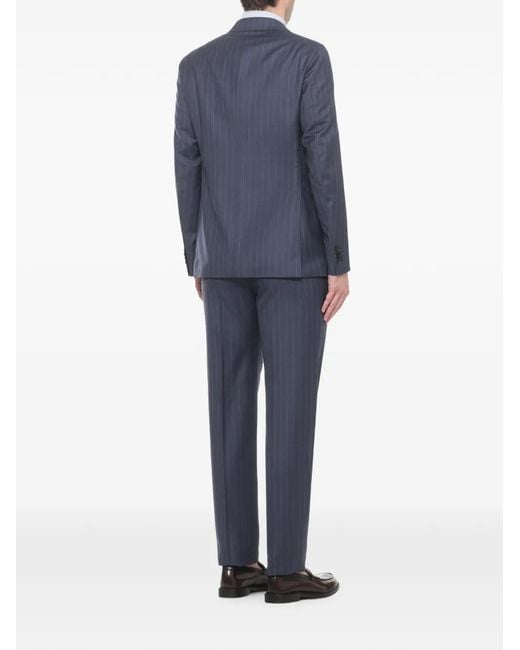 Caruso Blue Pinstripe Double-Breasted Suit for men