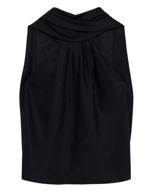 Jonathan Simkhai Black Scarlett Satin Cape Top