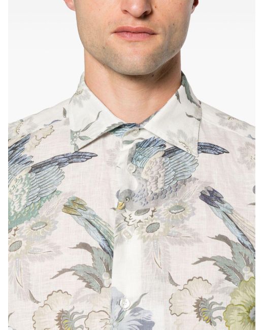 Chemise en lin à fleurs Etro pour homme en coloris Metallic