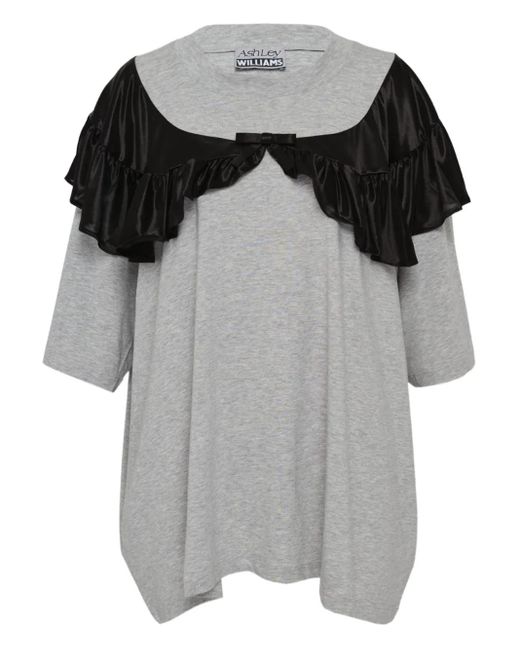 Ashley Williams Gray Curtain Ruffled T-Shirt