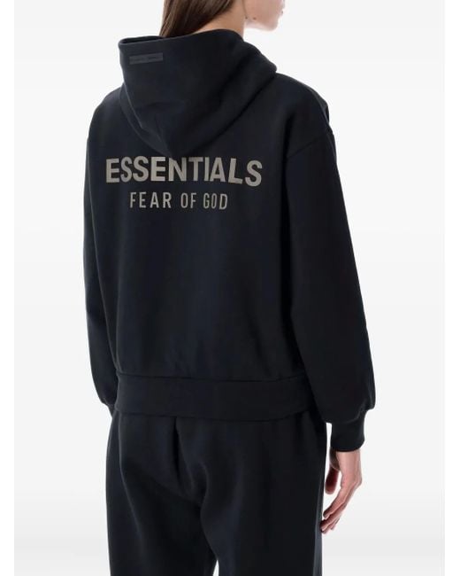Fear Of God Black Logo-Print Hoodie