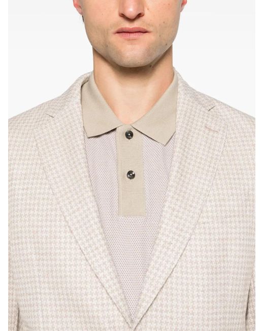 Blazer Monopetto Con Motivo Pied-De-Poule di Boss in Natural da Uomo