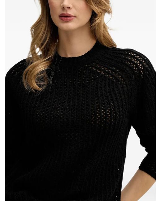 Sisley Black Openwork Knitted Jumper