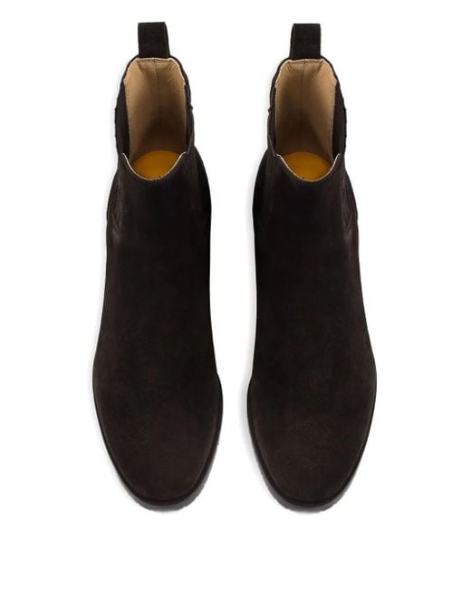Doucal's Black Elastic-Panel Suede Boots
