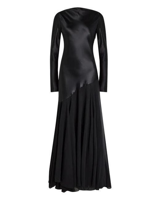 TOVE Black Cordelia Long-Sleeve Panelled Maxi Dress