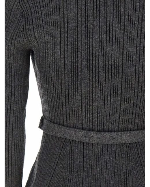 Self-Portrait Black Belted Ribbed-Knit Cardigan