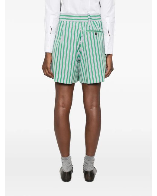 Loewe Green Striped Pleated Shorts