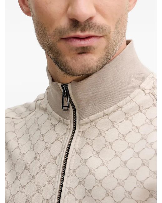 Joop! Natural Patterned Zip-Up Hoodie for men