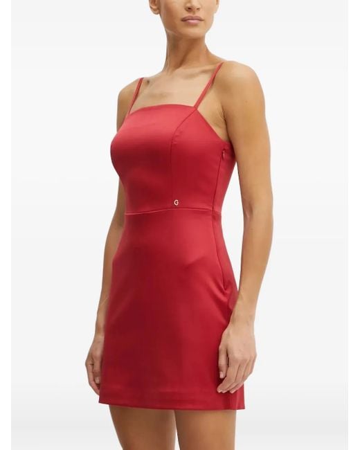 Guess Red Satin Spaghetti-Strap Mini Dress