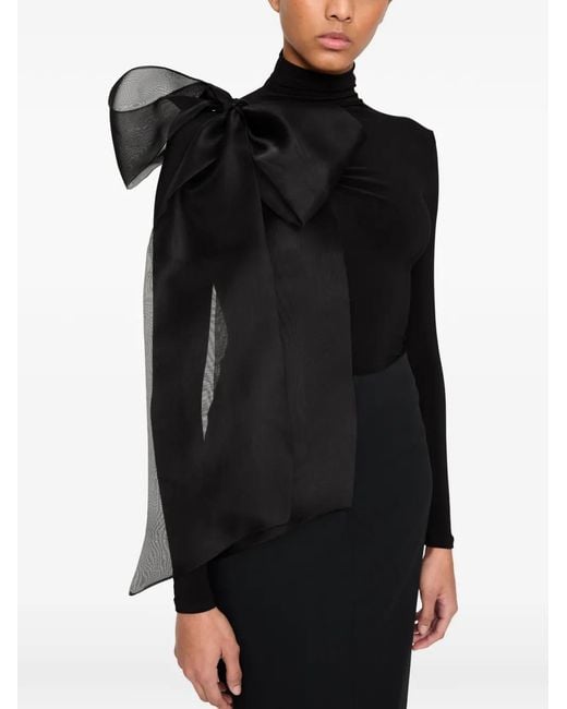 Atu Body Couture Black Bow-Detail Blouse