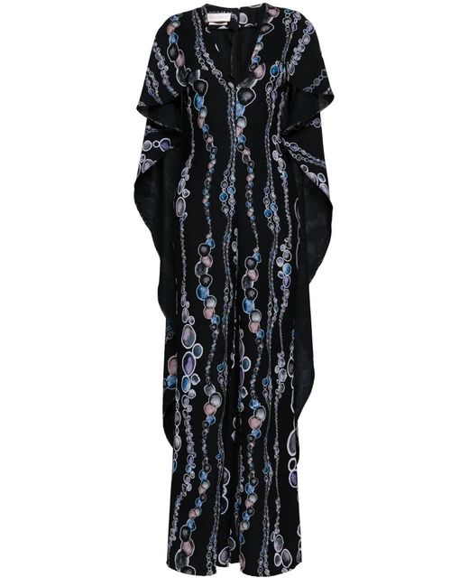 Saiid Kobeisy Black Canton Abstract-Print Jumpsuit