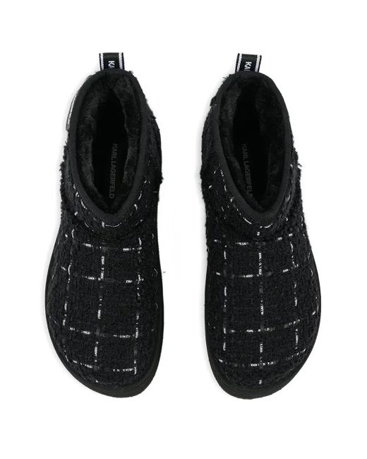 Karl Lagerfeld Black Thermo Check-Pattern Platform Boots