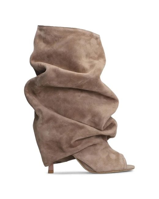 GISÉL MOIRÉ Brown 90Mm Camy Peep-Toe Ankle Boots