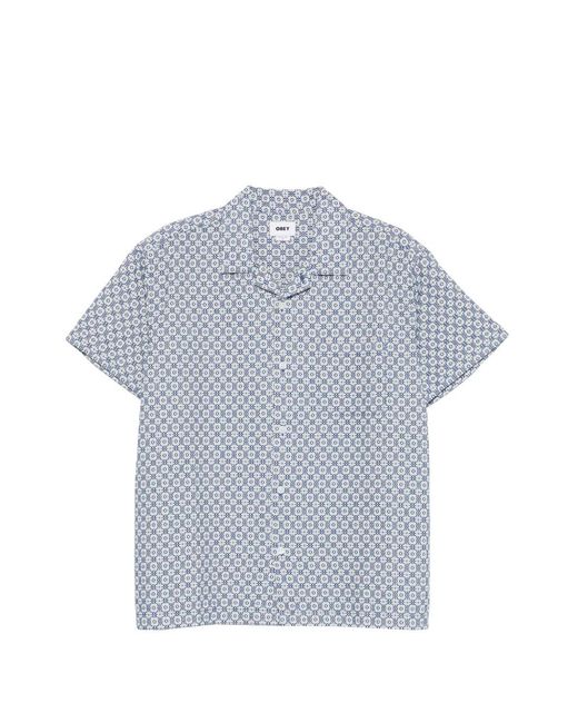 Obey Blue Patterned Short-Sleeve Shirt for men