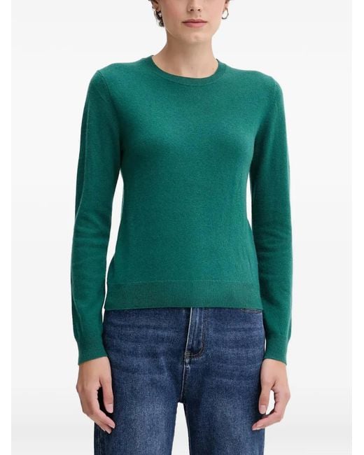 Benetton Green Crew-Neck Ribbed-Trim Sweater
