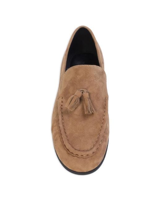 Black Suede Studio Brown Finn Tassel Loafers