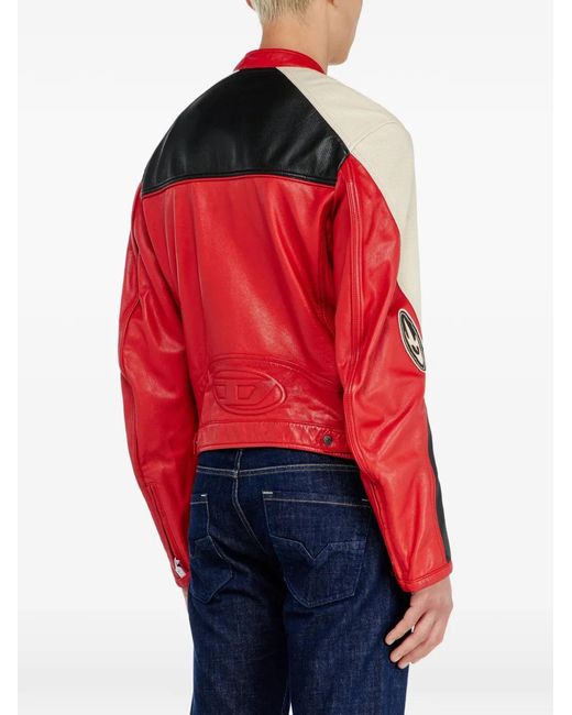 DIESEL Red Veste De Moto En Cuir for men