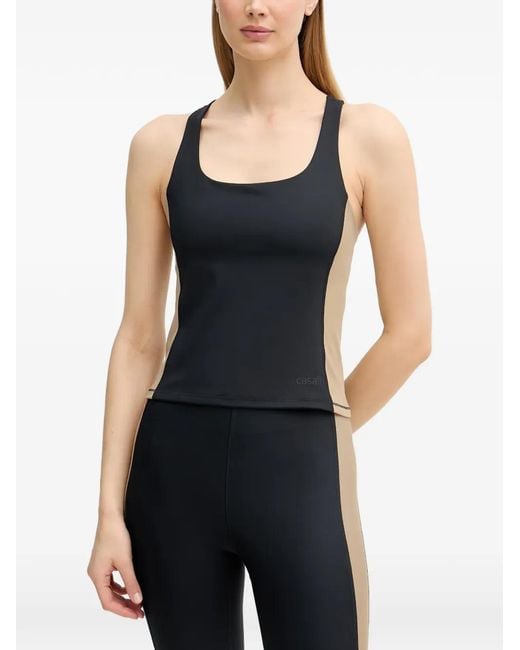 Casall Black Colour-Block Racerback Top
