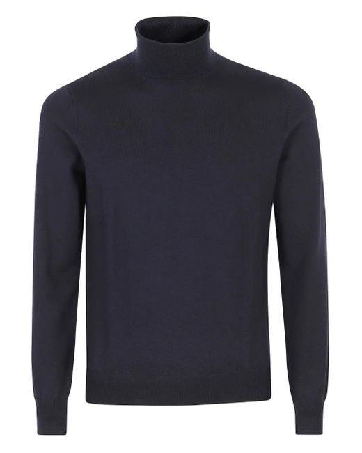 Tagliatore Blue Turtleneck Virgin-Wool Sweater for men