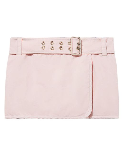Emilio Pucci Pink Eyelet Detail Belted Miniskirt