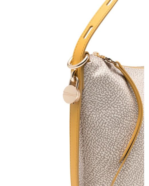 Borbonese White Patterned Zipped Tote Bag