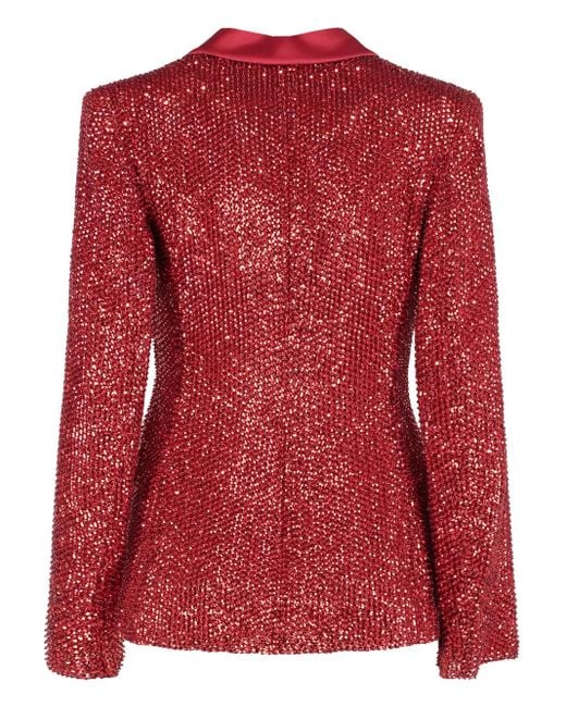 Alberta Ferretti Red Sequin-Embellishment Blazer