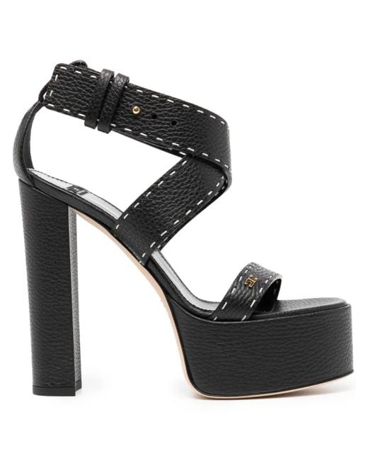 Sandalias con tacón de 130 mm Elisabetta Franchi de color Black