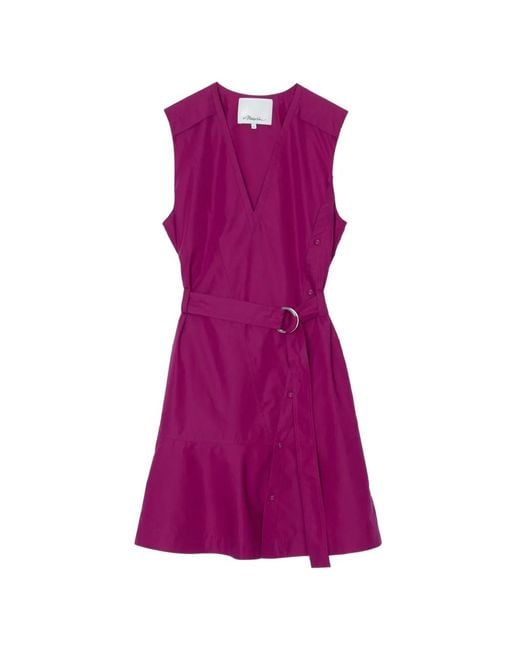 3.1 Phillip Lim Purple Sleeveless V-Neck Belted Dress