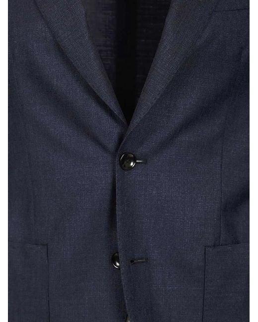 Al Duca D'aosta Blue Peak-Lapel Single-Breasted Blazer for men