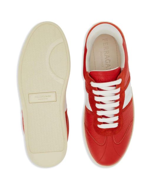 Ferragamo Red Logo-Debossed Low-Top Sneakers for men