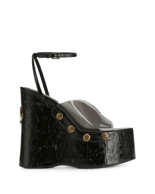 Naked Wolfe Black Tiger-Lilly Wedge Pumps