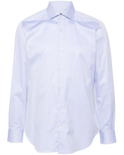 Barba Napoli White Long-Sleeve Cotton Shirt for men
