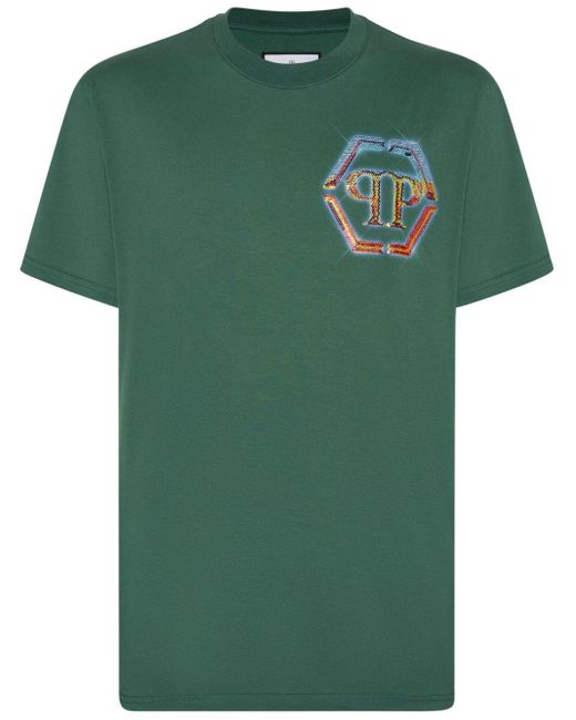Camiseta SS con logo hexagonal Philipp Plein de hombre de color Green