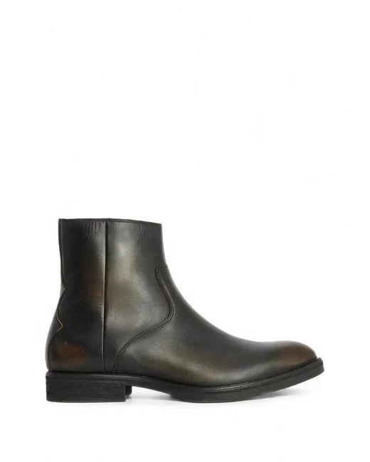 AllSaints Black Side-Zip Leather Ankle Boots for men
