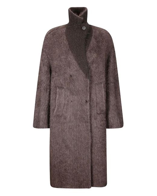 Cappotto Doppiopetto A Collo Alto di Boboutic in Brown