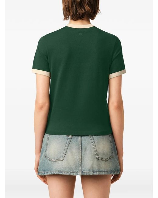AMI Green T-Shirt En Coton Contrasté Avec Ami De Cœur